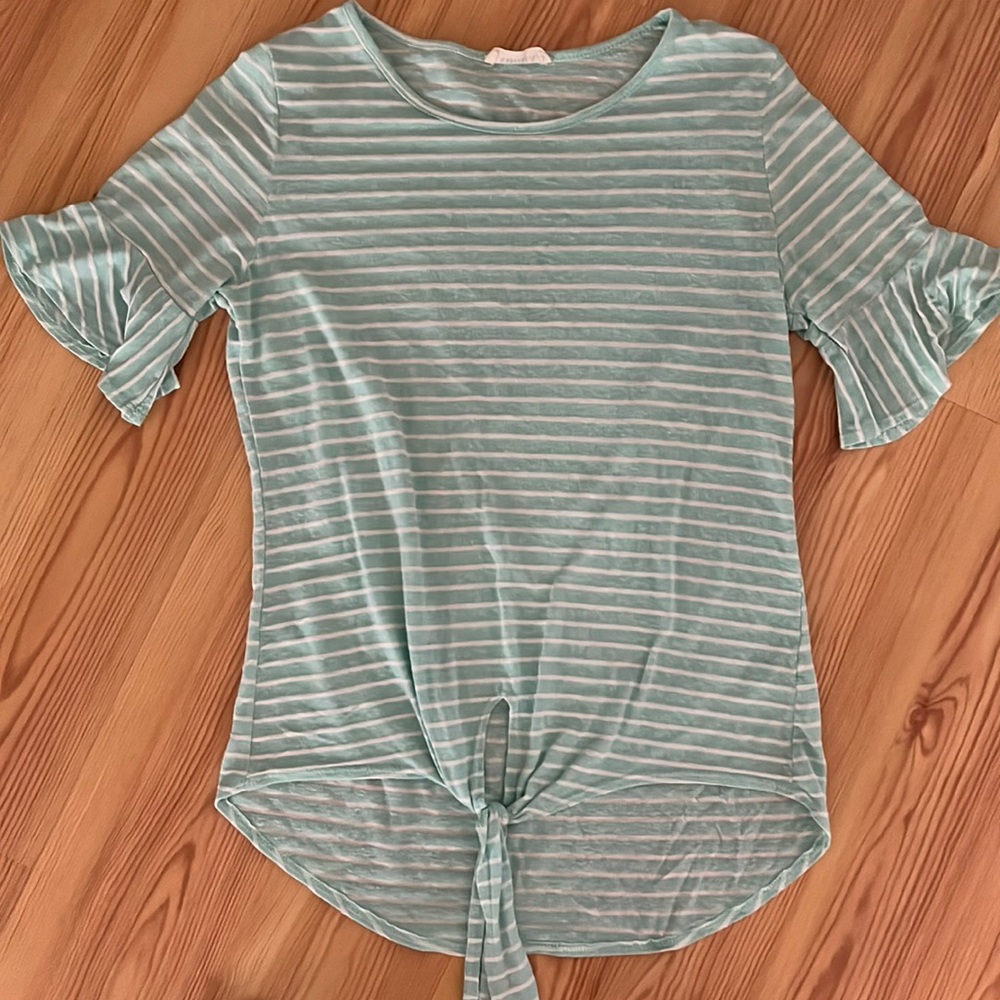 Blue and white striped top